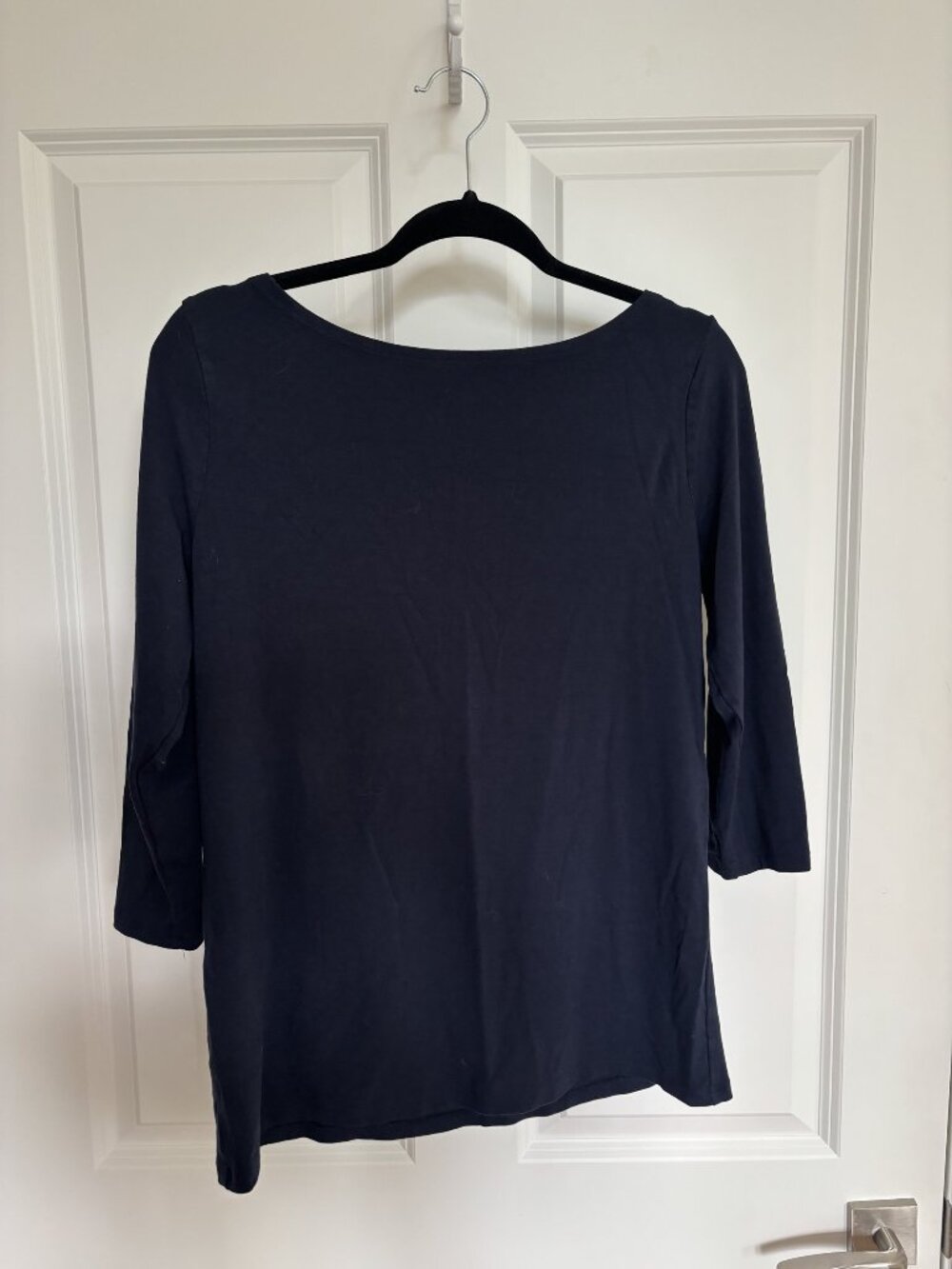 Ann Taylor Factory Navy Boat Neck 3/4 Sleeve Knit Top, Size M